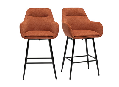 Taburetes de bar giratorios 360° en tela efecto terciopelo texturizado tierra quemada y metal H65.5 cm (juego de 2) ALESS