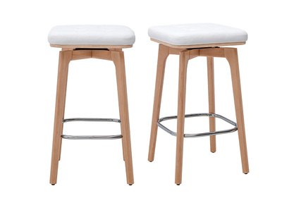 Taburetes de bar giratorios 360&deg; blancos y madera clara H67.5 cm (juego de 2) GRAMMA