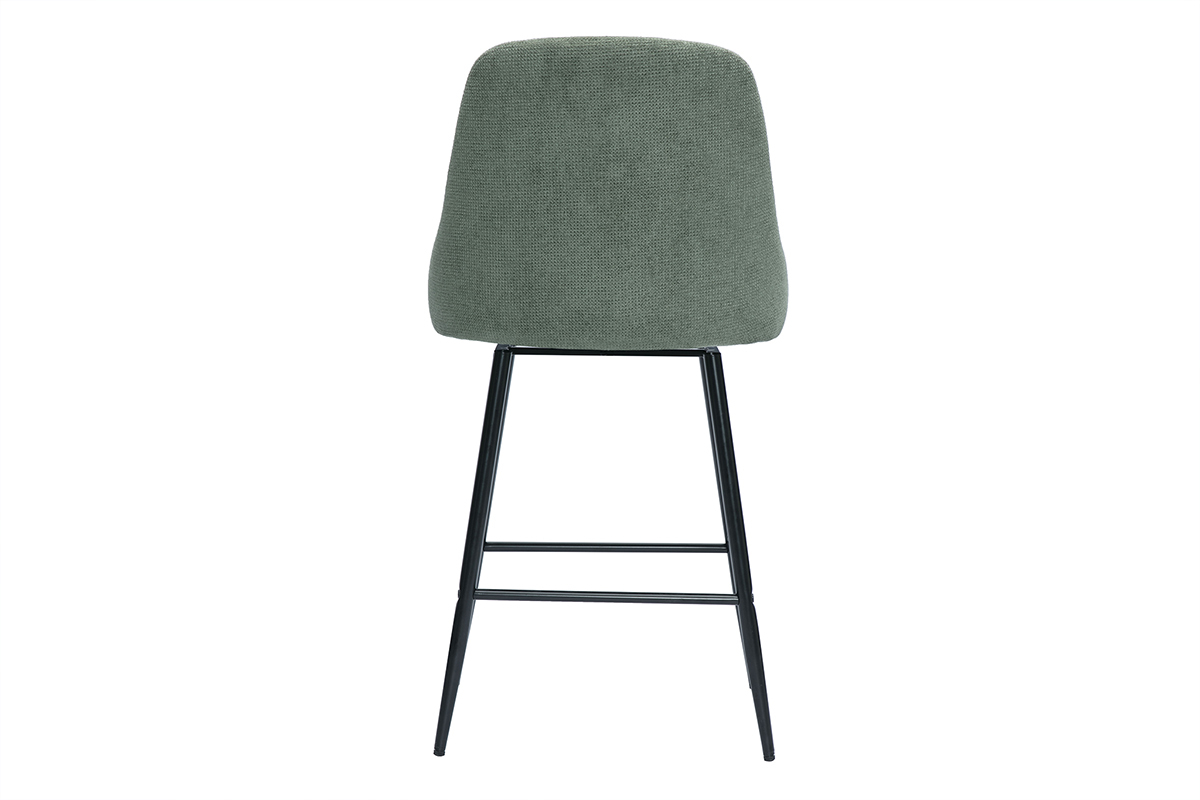 Taburetes de bar giratorios 360� en tejido chenilla verde caqui y metal H66 cm (juego de 2) HASTA