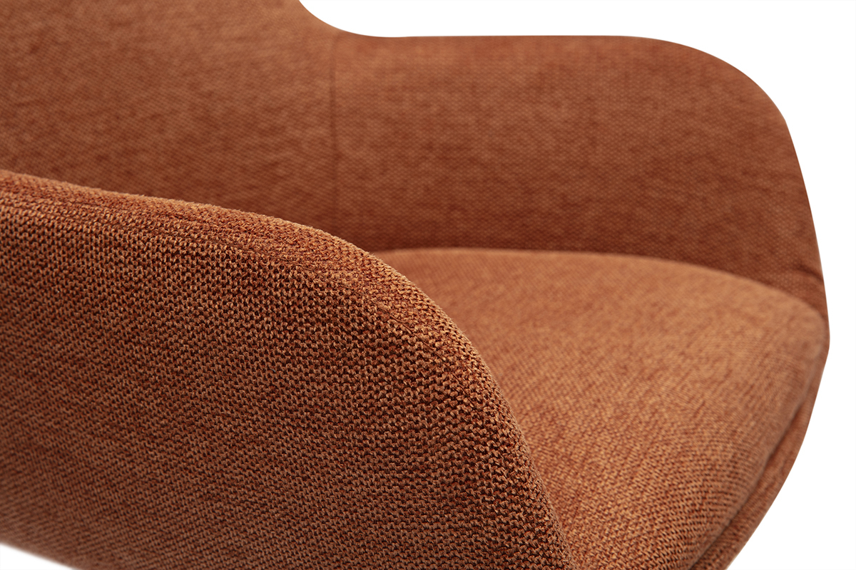 Primer plano de la tela con efecto de terciopelo texturizado en color tierra quemada de un taburete ALESS.