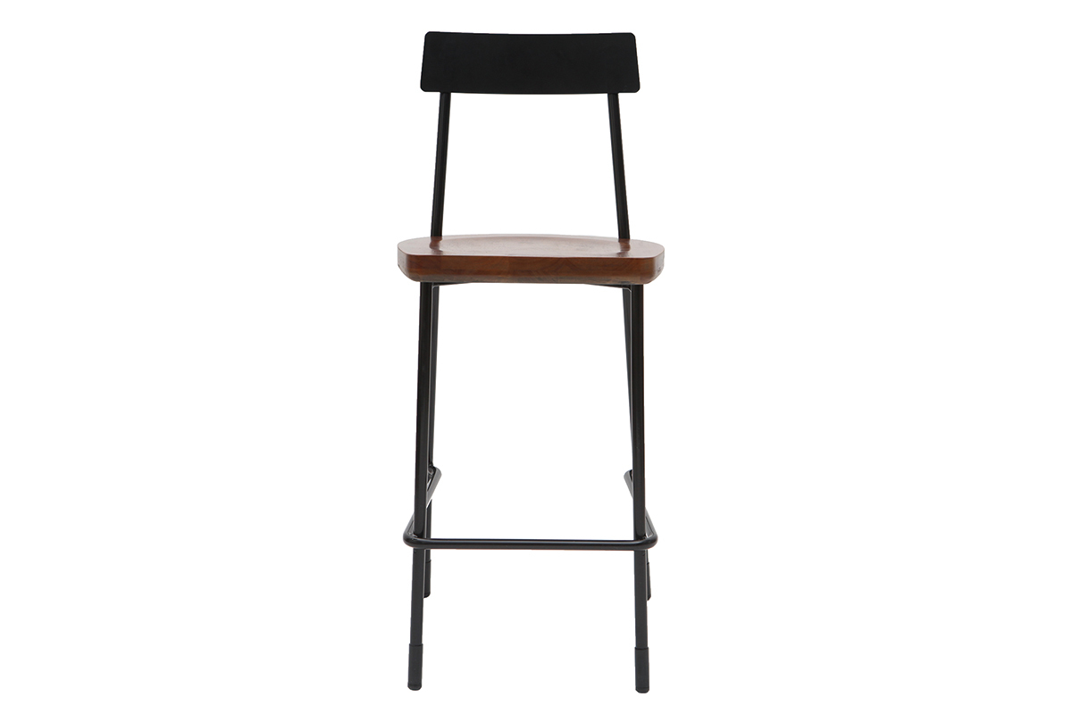 Taburetes de bar industriales metal y madera negra 65 cm (lote de 2) OUDIN