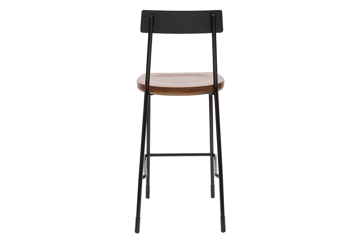 Taburetes de bar industriales metal y madera negra 65 cm (lote de 2) OUDIN