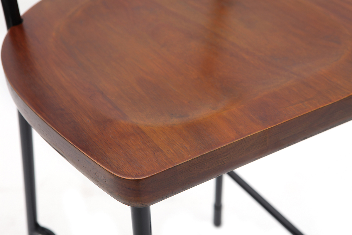 Taburetes de bar industriales metal y madera negra 75 cm (lote de 2) OUDIN