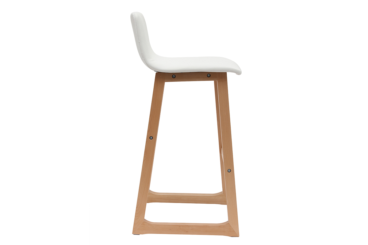 Taburetes de bar madera clara y PU blanco 72cm lote de 2 OSAKA
