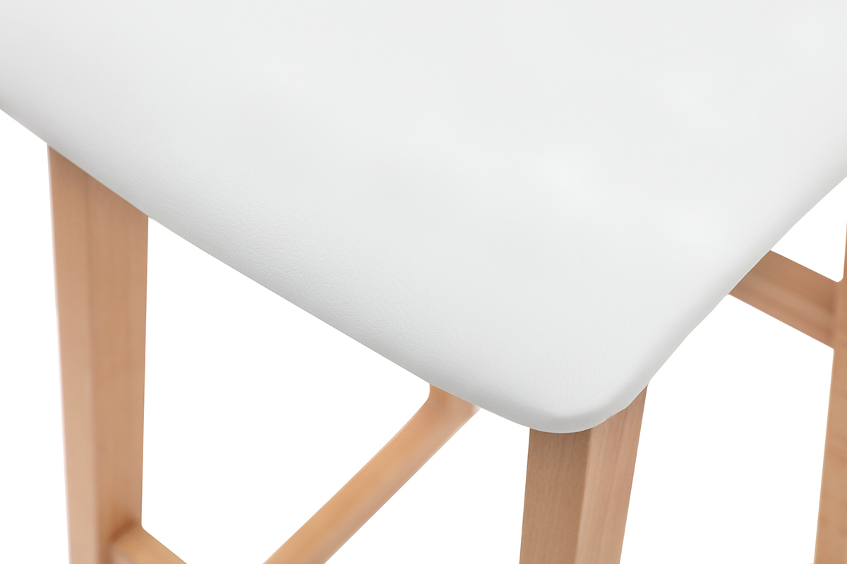 Taburetes de bar madera clara y PU blanco 72cm lote de 2 OSAKA