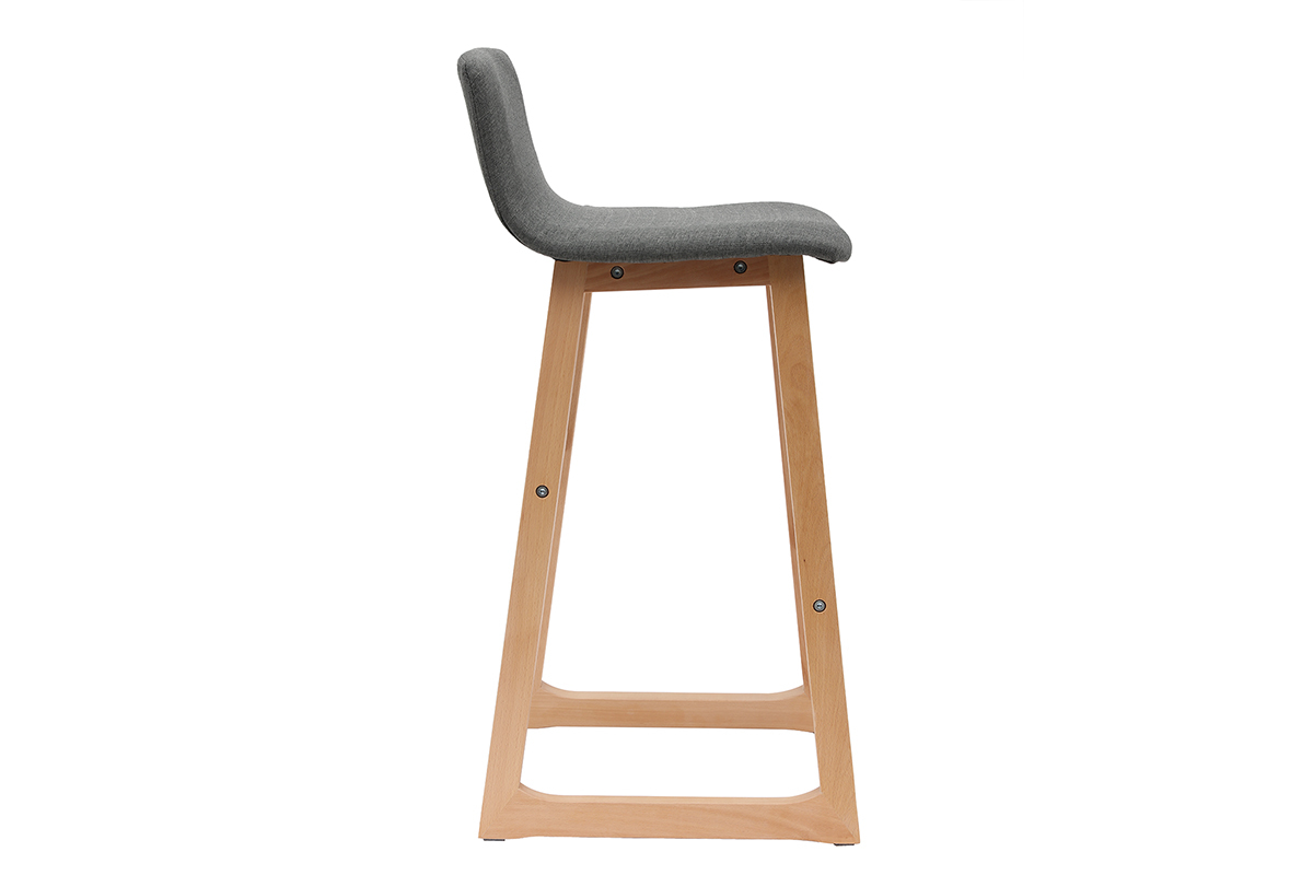 Taburetes de bar madera clara y tejido gris 72cm lote de 2 OSAKA