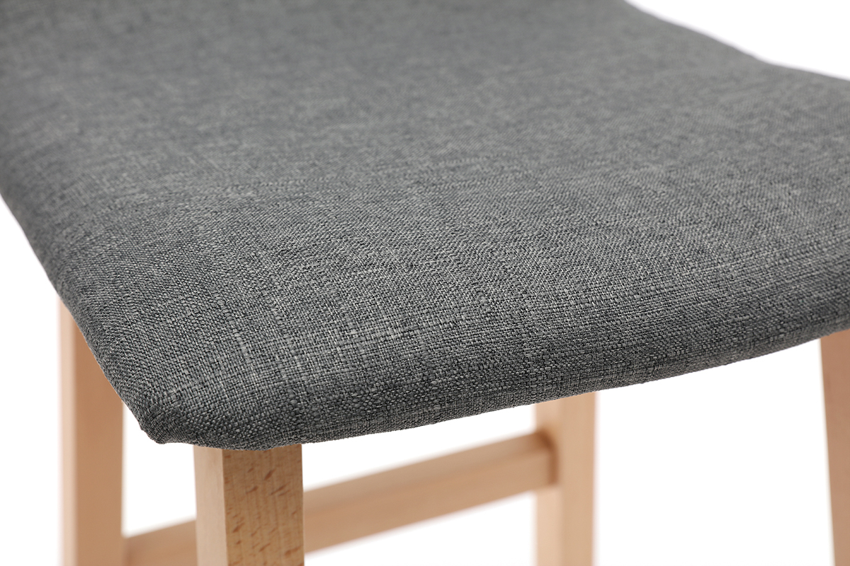 Taburetes de bar madera clara y tejido gris 72cm lote de 2 OSAKA