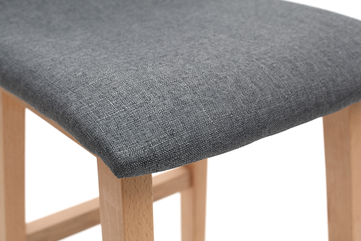 Taburetes de bar madera clara y tejido gris lote de 2 OSAKA