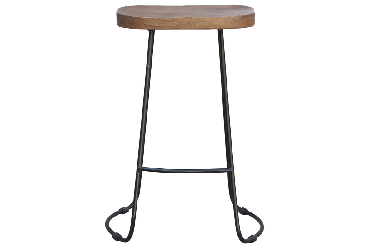 Taburetes de bar mango y metal 65 cm (lote de 2) RUNKO