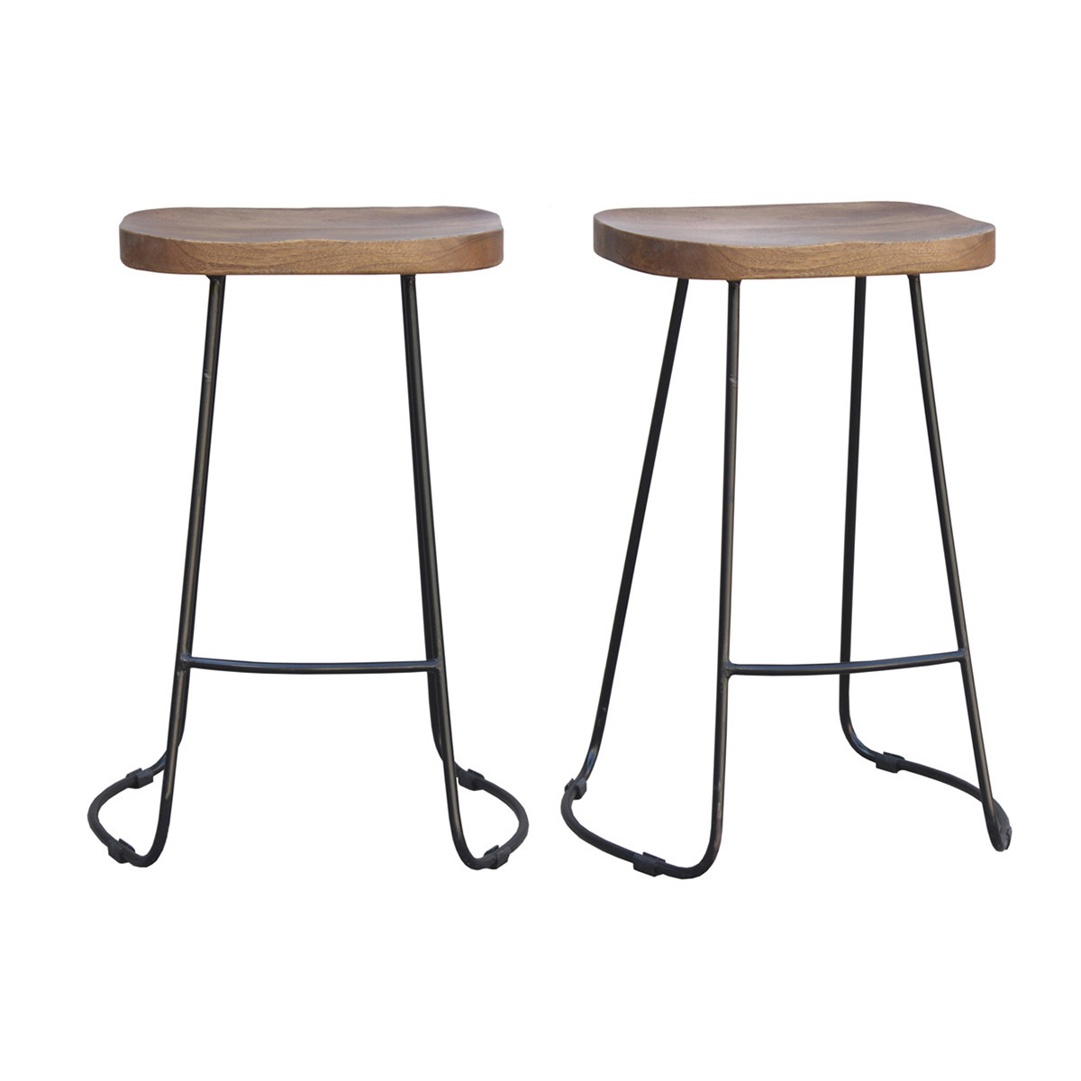Taburetes de bar mango y metal 65 cm (lote de 2) RUNKO