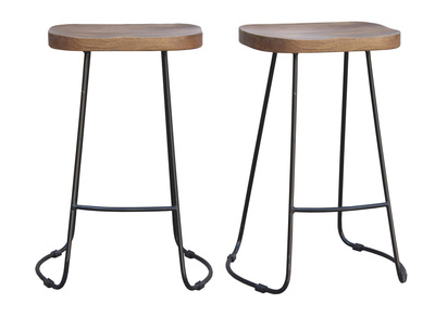 Taburetes de bar mango y metal 65 cm (lote de 2) RUNKO