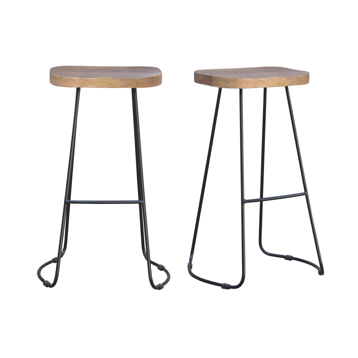 Taburetes de bar mango y metal 75 cm (lote de 2) RUNKO