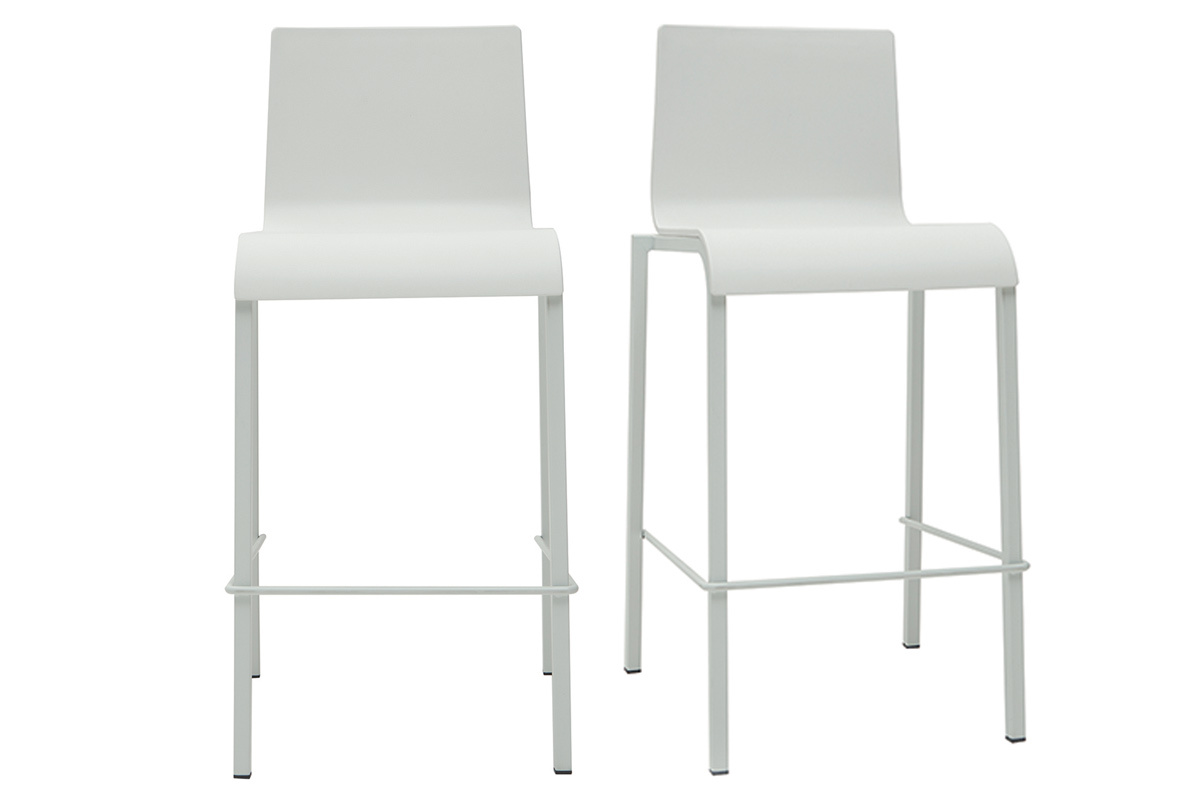 Taburetes de bar modenros apilables blancos A65 cm (lote de 2) KUPA
