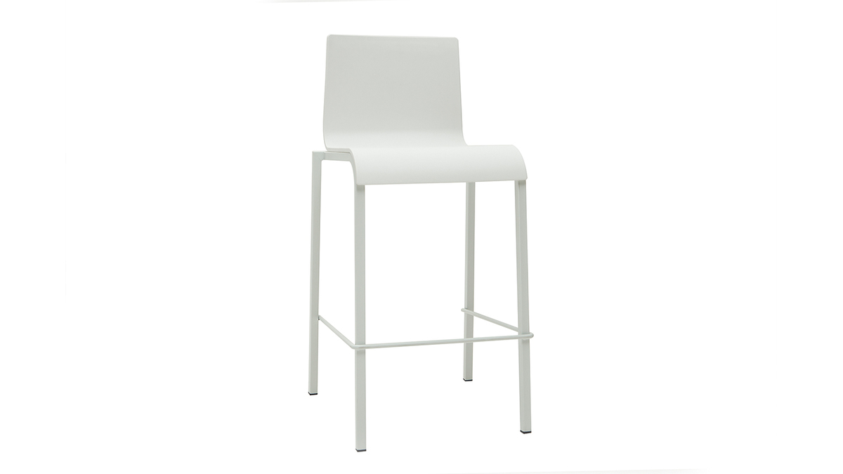 Taburetes de bar modenros apilables blancos A65 cm (lote de 2) KUPA