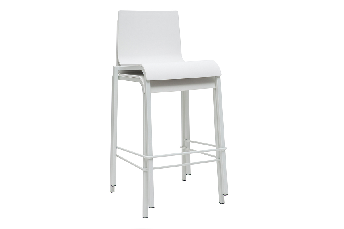 Taburetes de bar modenros apilables blancos A65 cm (lote de 2) KUPA