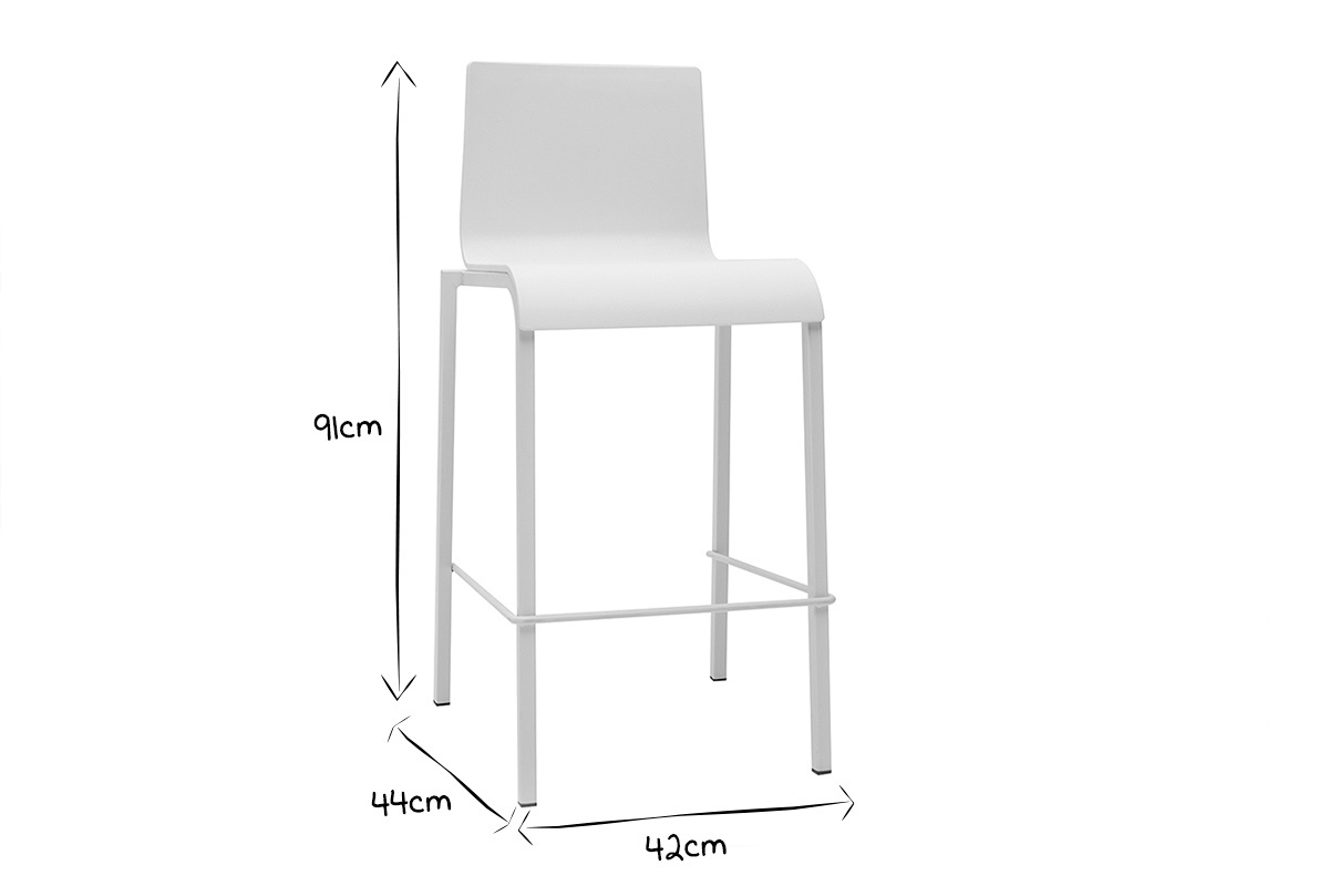 Taburetes de bar modenros apilables blancos A65 cm (lote de 2) KUPA