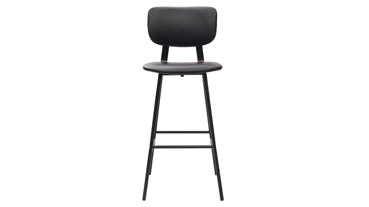 Taburetes de bar moderno negro con patas metal 75 cm (lote de 2) LAB