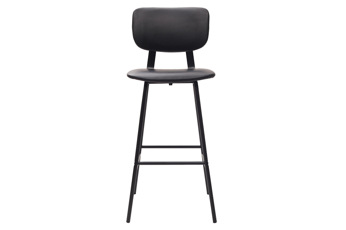 Taburetes de bar moderno negro con patas metal 75 cm (lote de 2) LAB