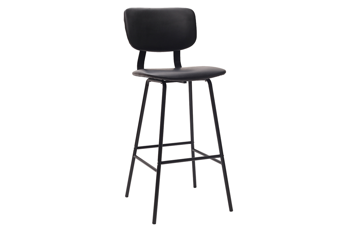 Taburetes de bar moderno negro con patas metal 75 cm (lote de 2) LAB