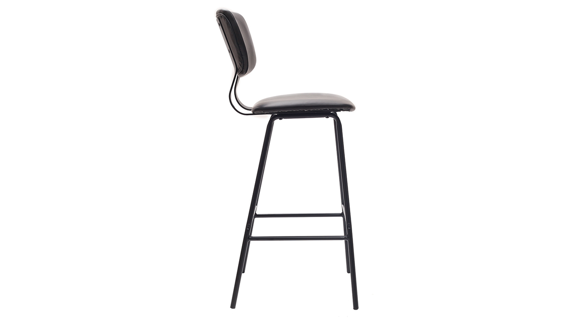 Taburetes de bar moderno negro con patas metal 75 cm (lote de 2) LAB