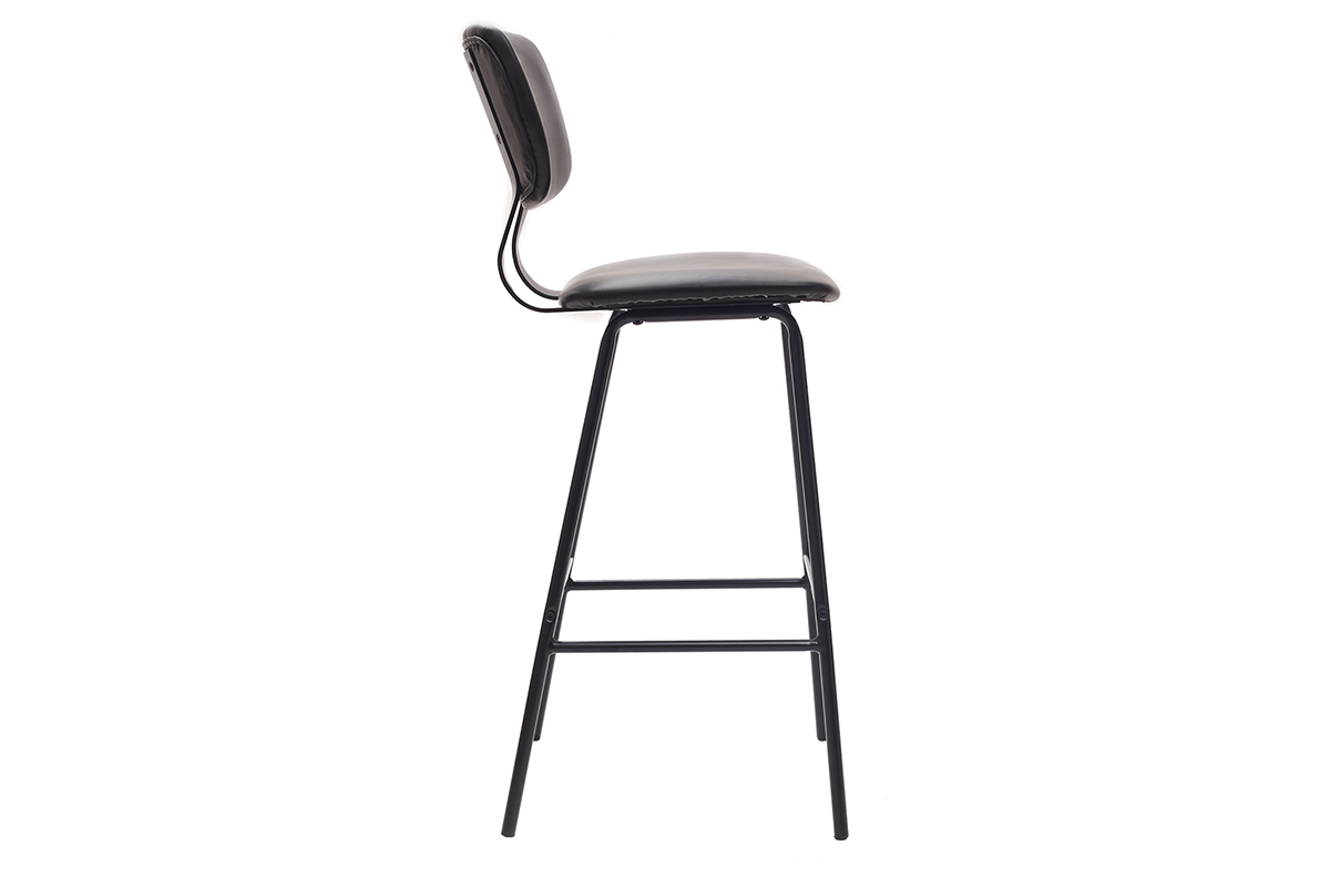 Taburetes de bar moderno negro con patas metal 75 cm (lote de 2) LAB
