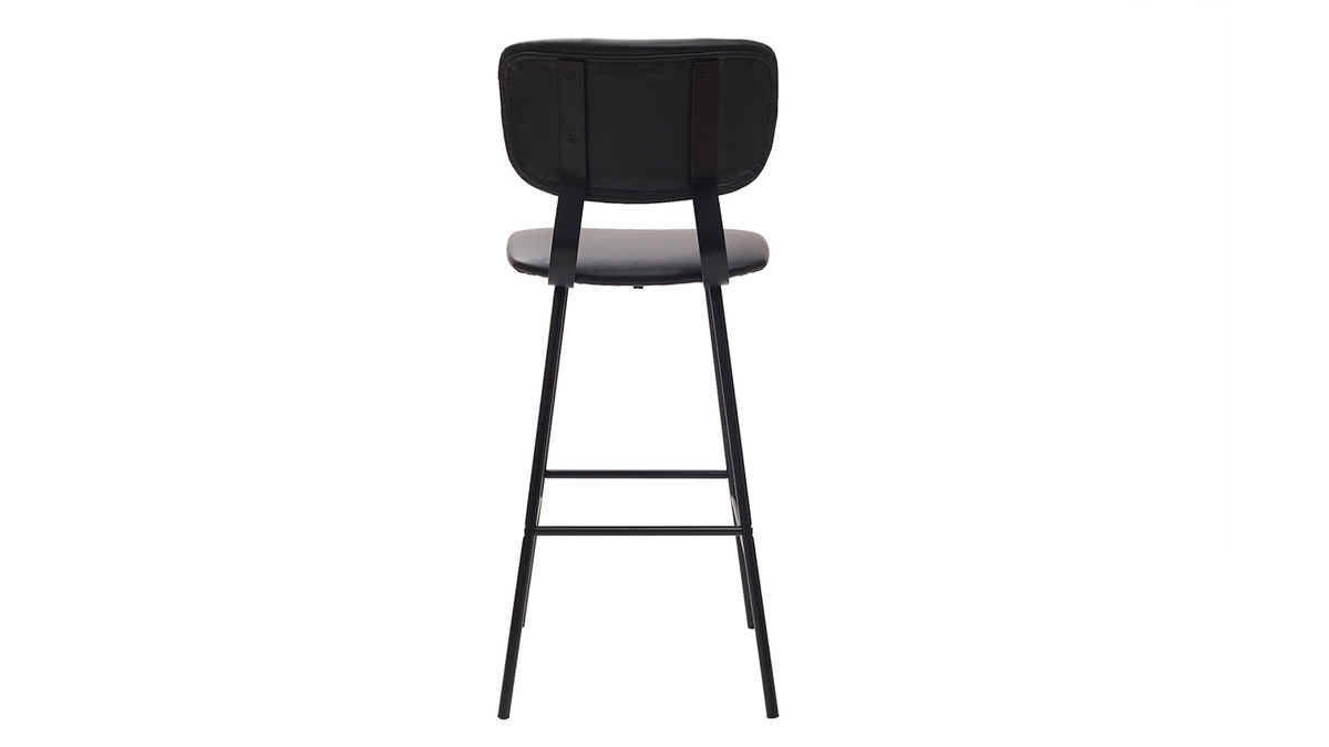 Taburetes de bar moderno negro con patas metal 75 cm (lote de 2) LAB