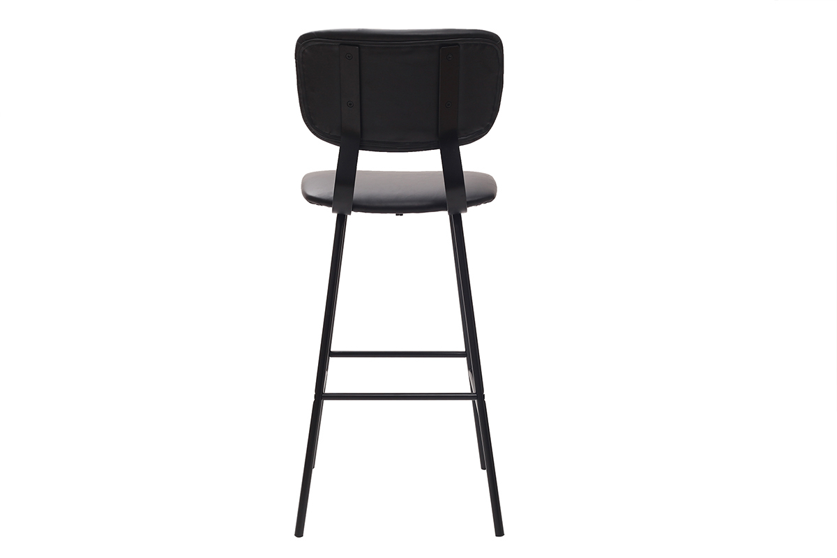 Taburetes de bar moderno negro con patas metal 75 cm (lote de 2) LAB
