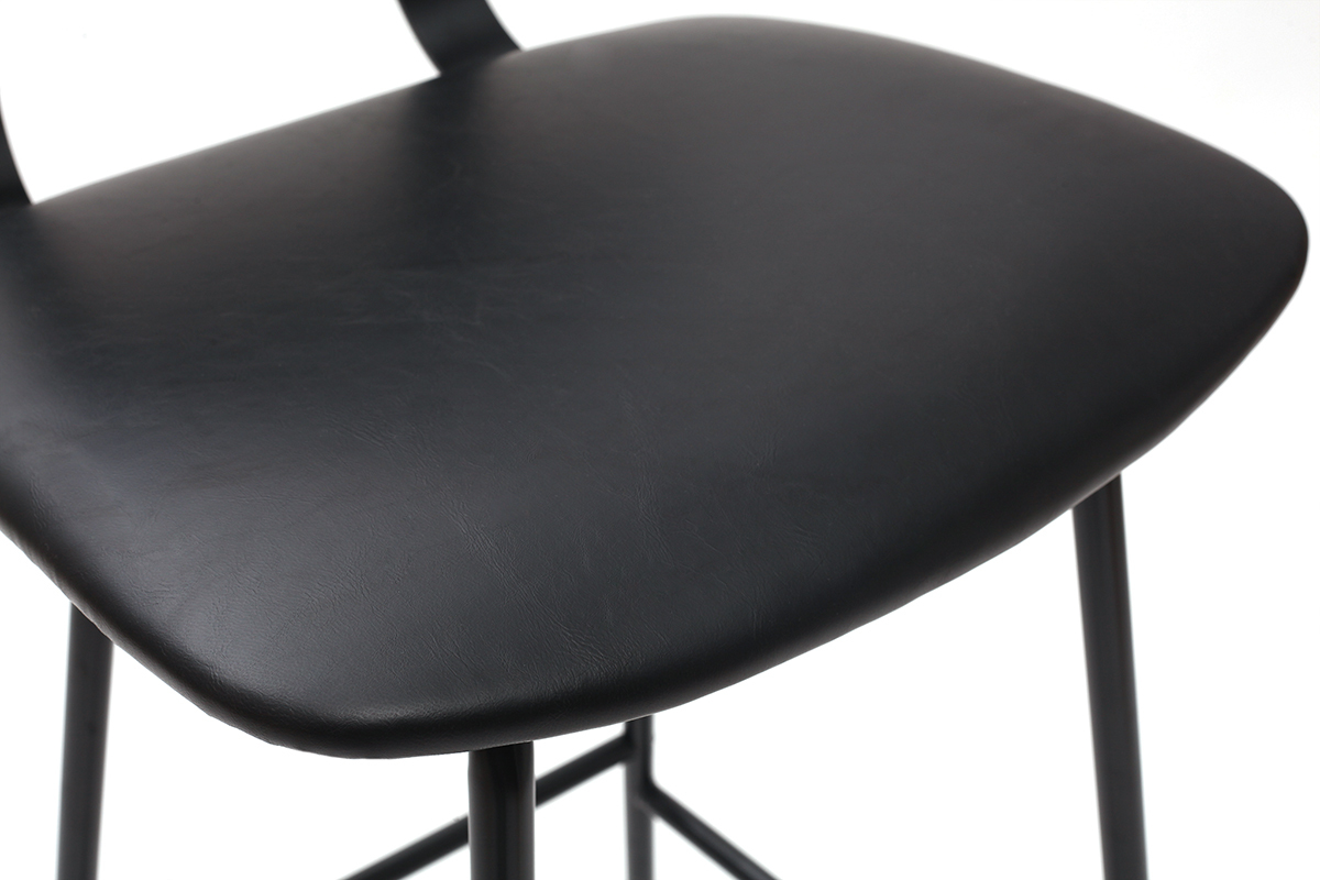 Taburetes de bar moderno negro con patas metal 75 cm (lote de 2) LAB