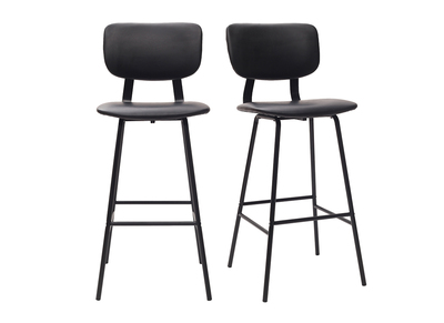 Taburetes de bar moderno negro con patas metal 75 cm (lote de 2) LAB