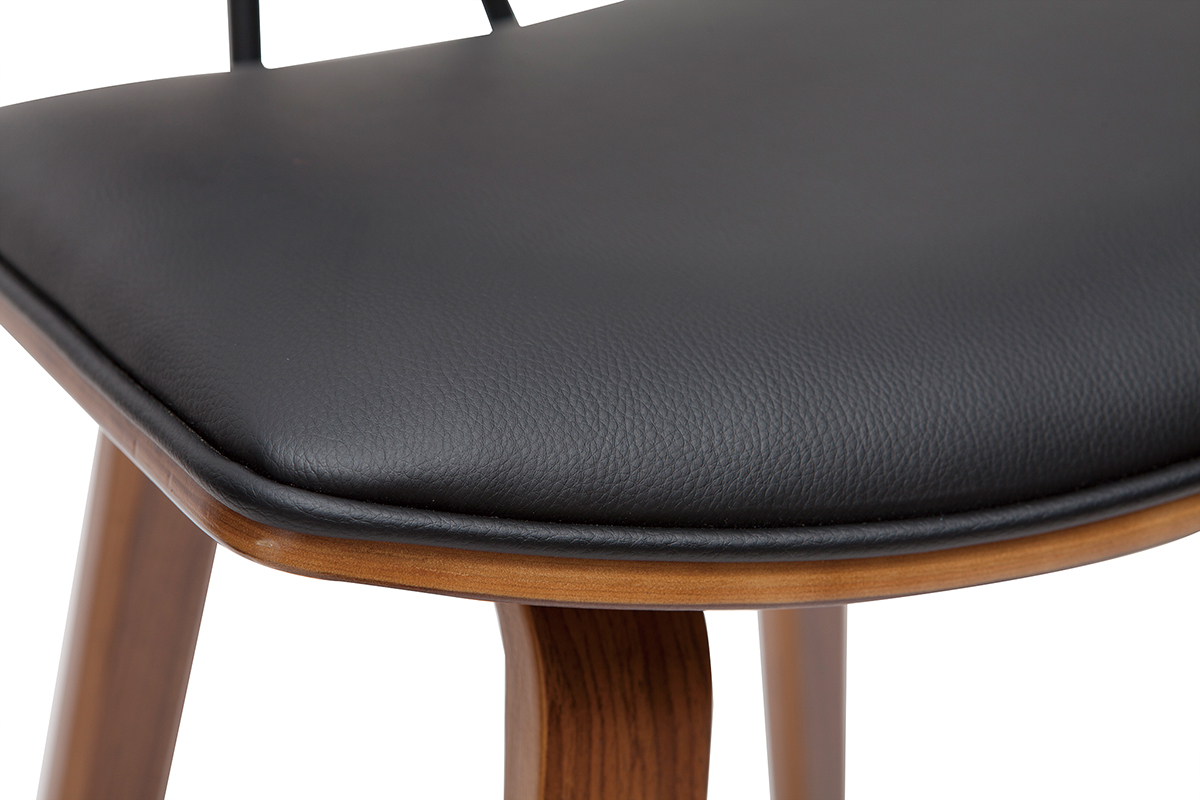 Taburetes de bar moderno negro y madera oscura A69 cm (lote de 2) VASCO
