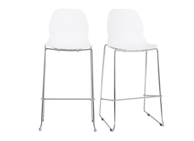 Taburetes de bar modernos apilables blancos 76.5 cm - lote de 2 TROCADERO - Taburetes de bar modernos apilables blancos 76.5 cm - lote de 2 TROCADERO