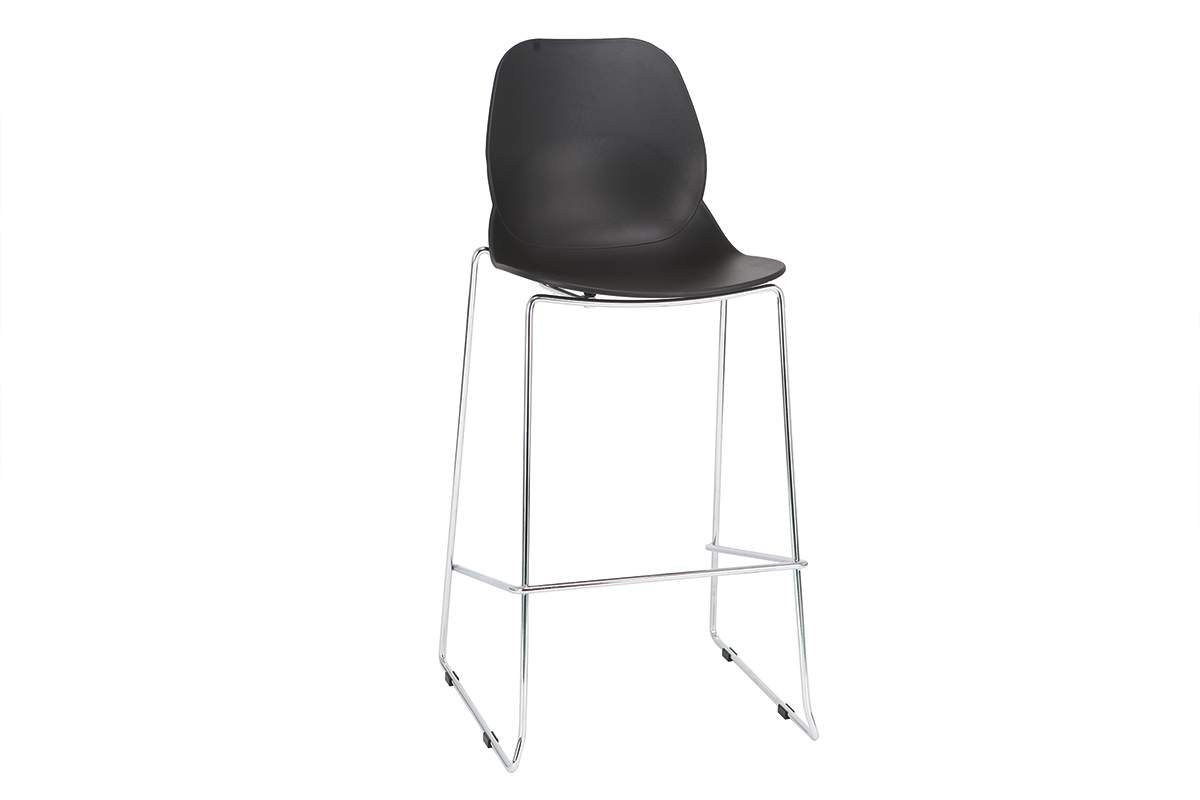 Taburetes de bar modernos apilables negros 76.5 cm - lote de 2 TROCADERO