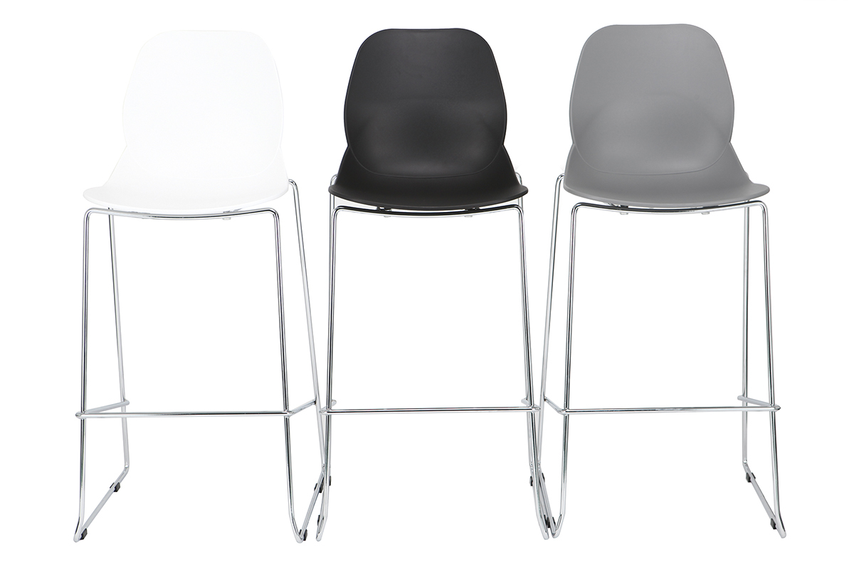 Taburetes de bar modernos apilables negros 76.5 cm - lote de 2 TROCADERO