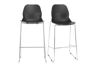 Taburetes de bar modernos apilables negros 76.5 cm - lote de 2 TROCADERO
