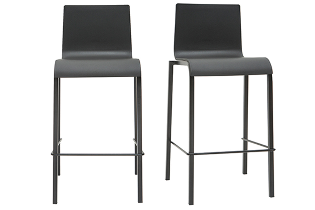 Taburetes de bar modernos apilables negros A65 cm (lote de 2) KUPA