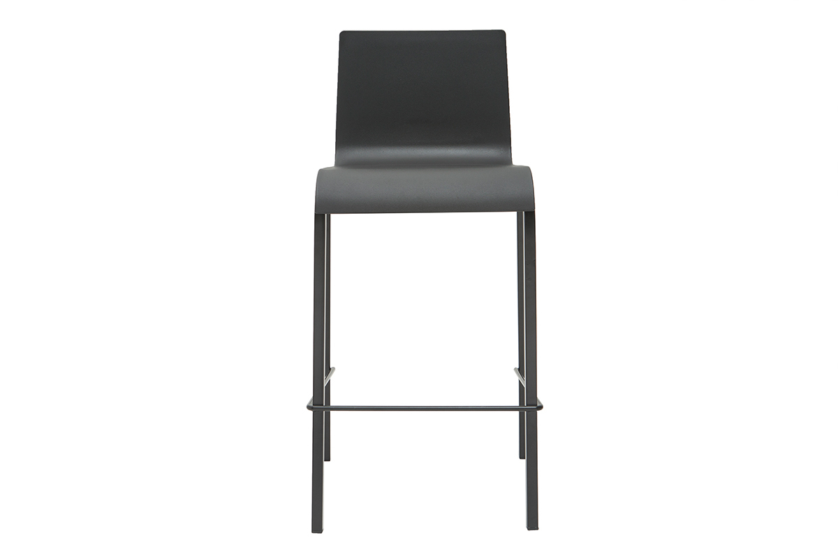 Taburetes de bar modernos apilables negros A65 cm (lote de 2) KUPA
