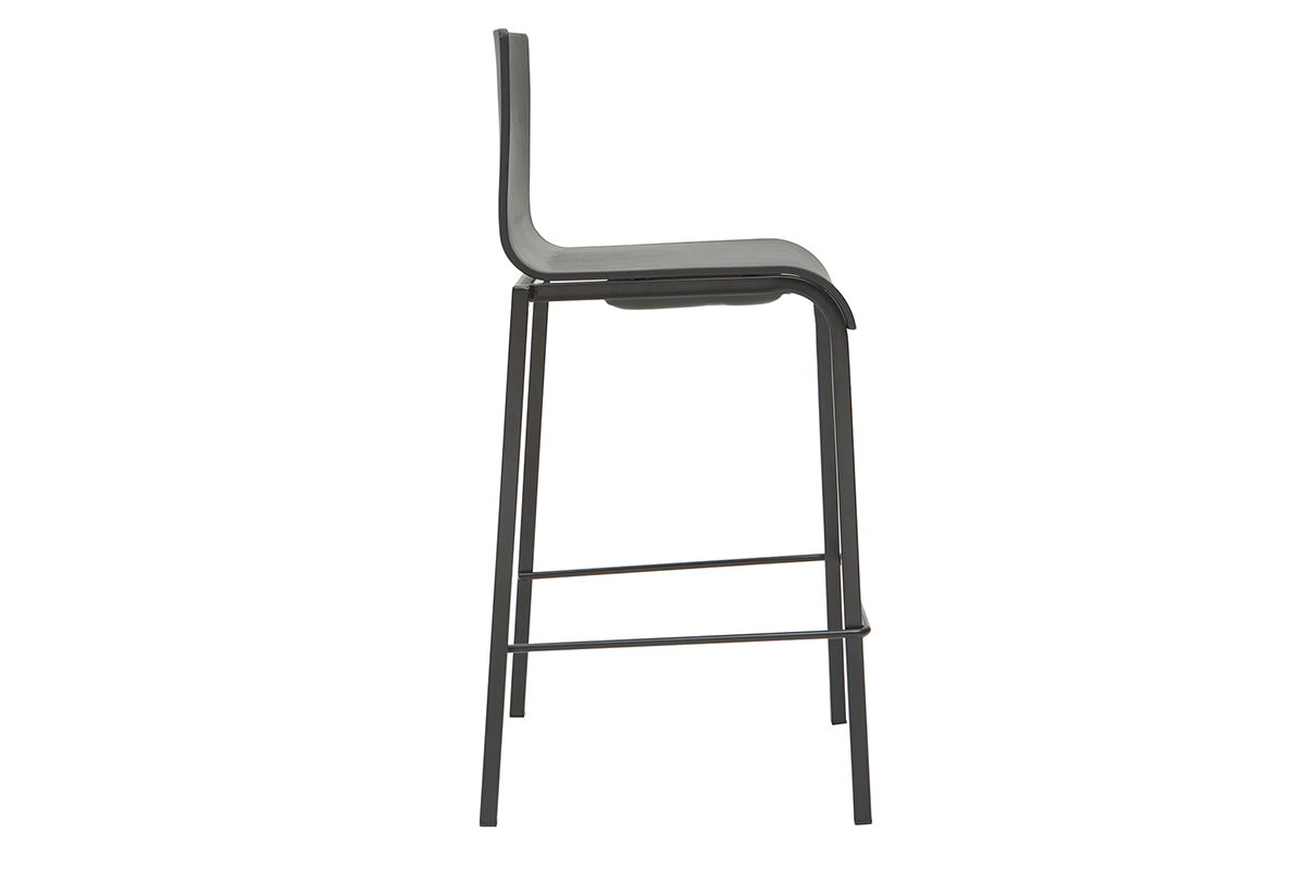 Taburetes de bar modernos apilables negros A65 cm (lote de 2) KUPA