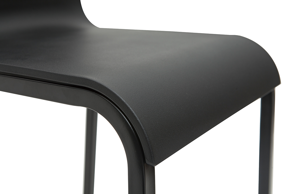 Taburetes de bar modernos apilables negros A65 cm (lote de 2) KUPA