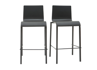 Taburetes de bar modernos apilables negros A65 cm (lote de 2) KUPA
