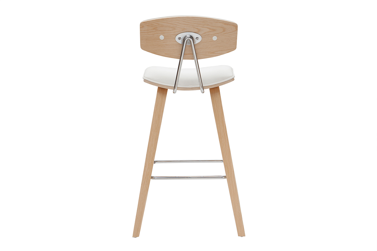 Taburetes de bar modernos blanco y madera clar A69 cm (lote de 2) VASCO