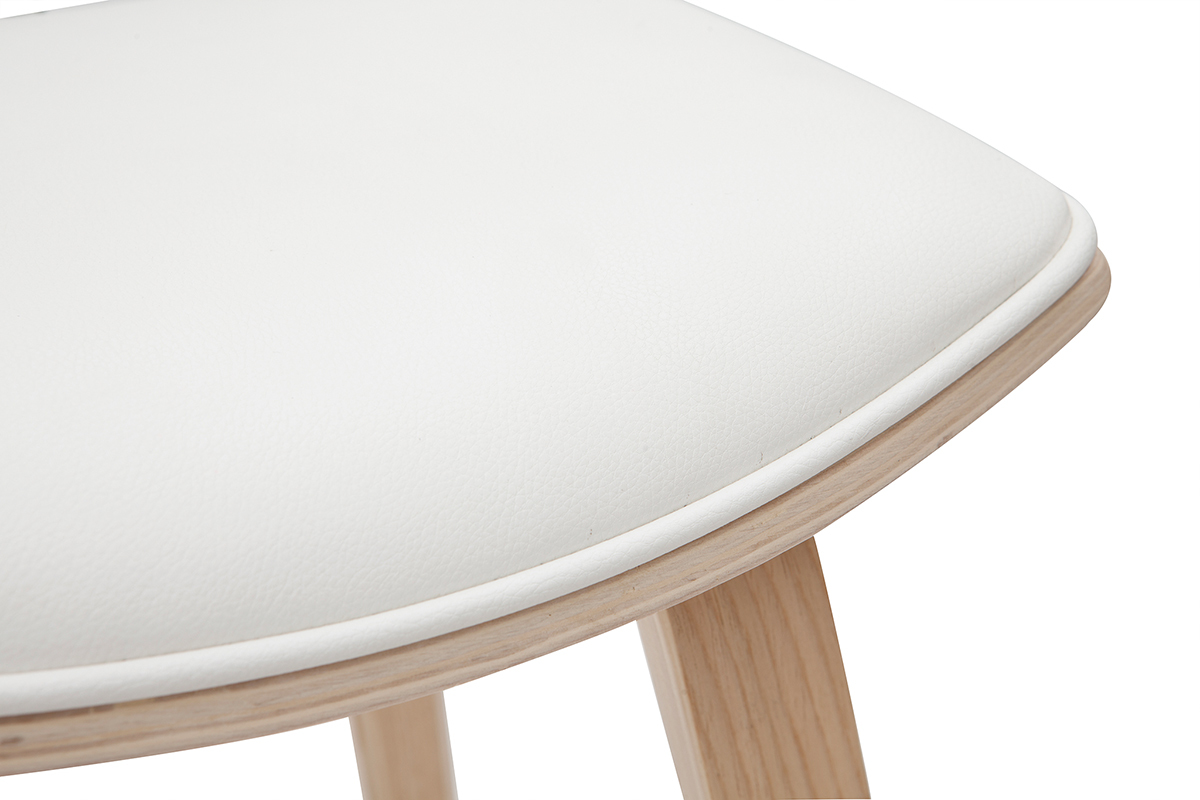 Taburetes de bar modernos blanco y madera clar A69 cm (lote de 2) VASCO