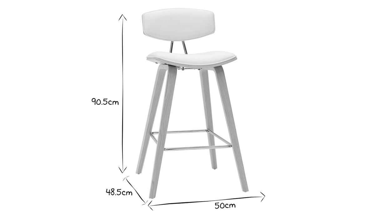 Taburete de bar diseño blanco lote de 2 ELLA - Miliboo