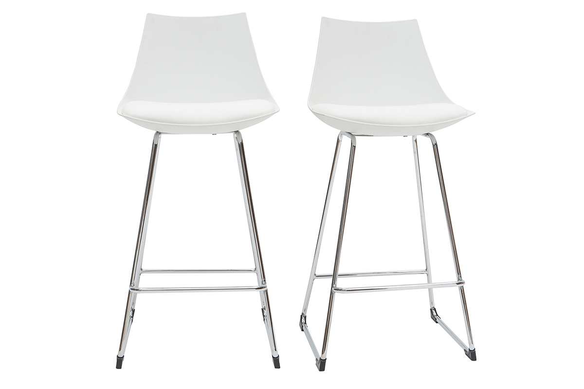 Taburetes de bar modernos blancos 65 cm (lote de 2) JUNE