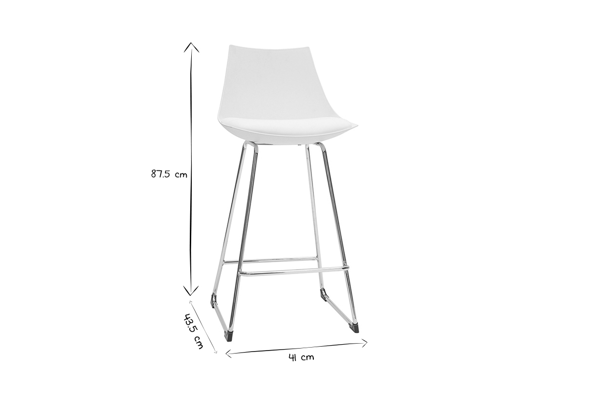 Taburetes de bar modernos blancos 65 cm (lote de 2) JUNE