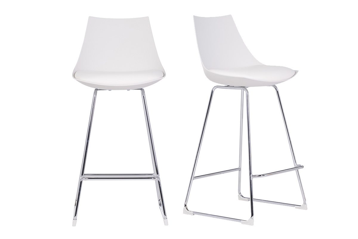 Taburetes de bar modernos blancos 65 cm (lote de 2) JUNE