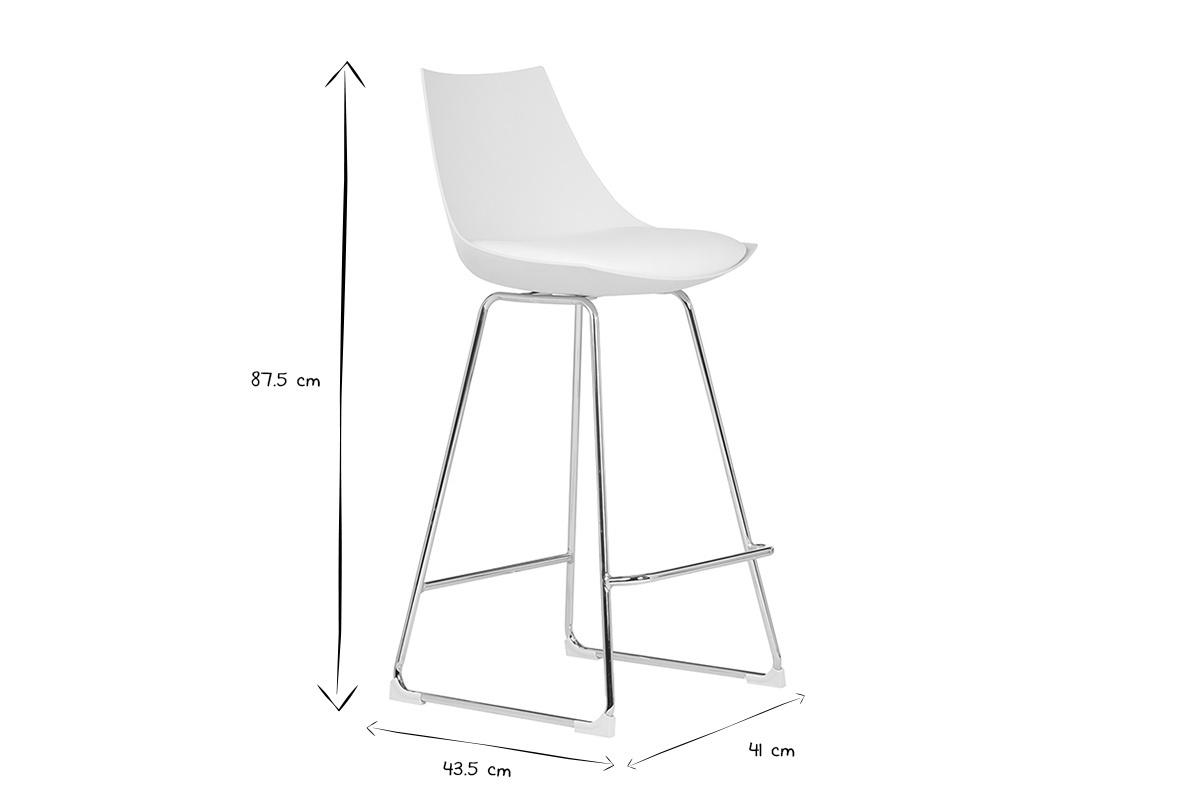 Taburetes de bar modernos blancos 65 cm (lote de 2) JUNE