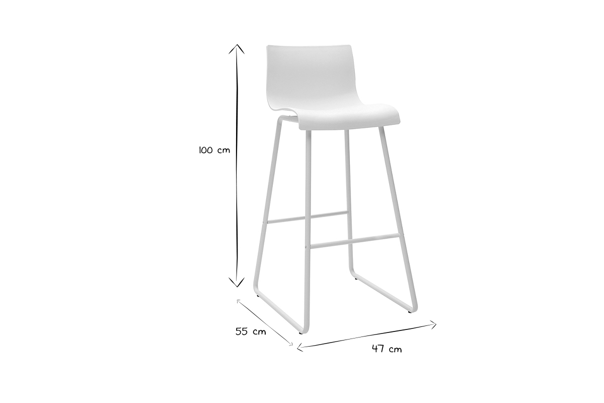 Taburetes de bar modernos blancos 76 cm (lote de 2) ONA