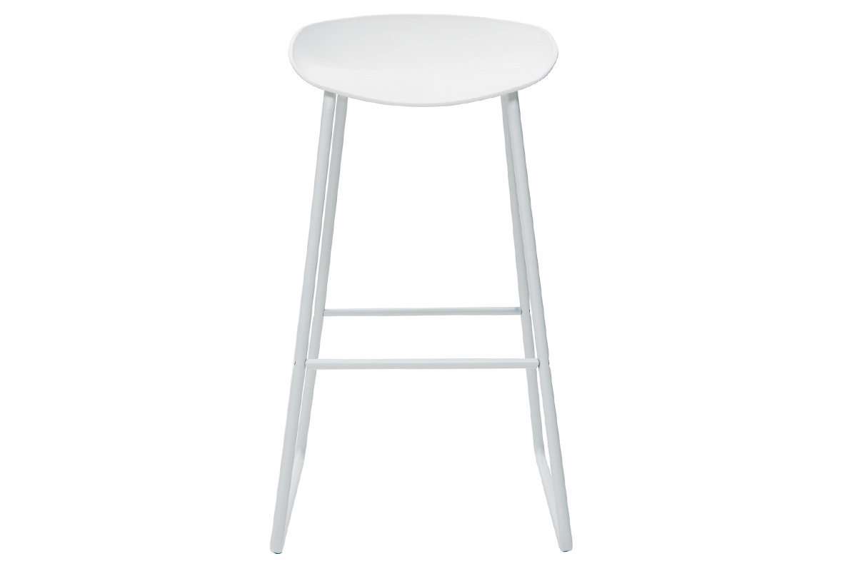 Taburetes de bar modernos blancos con patas en metal (lote de 2) PEBBLE