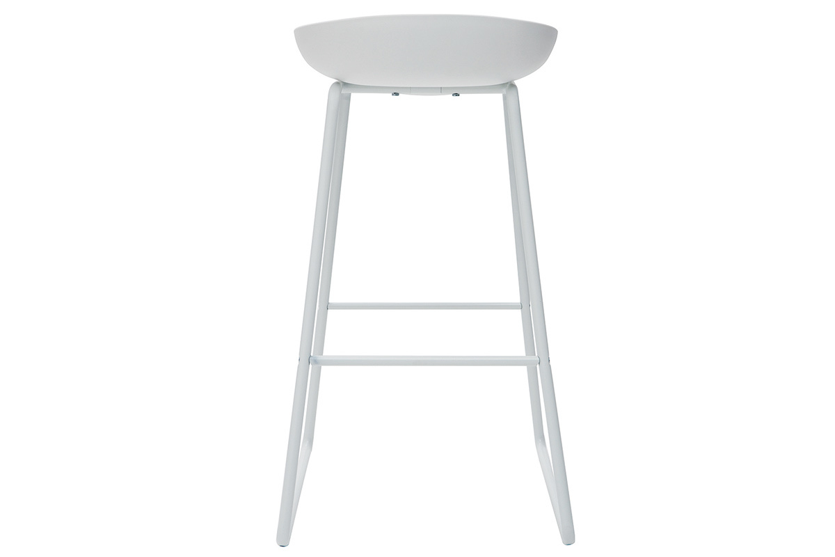 Taburetes de bar modernos blancos con patas en metal (lote de 2) PEBBLE