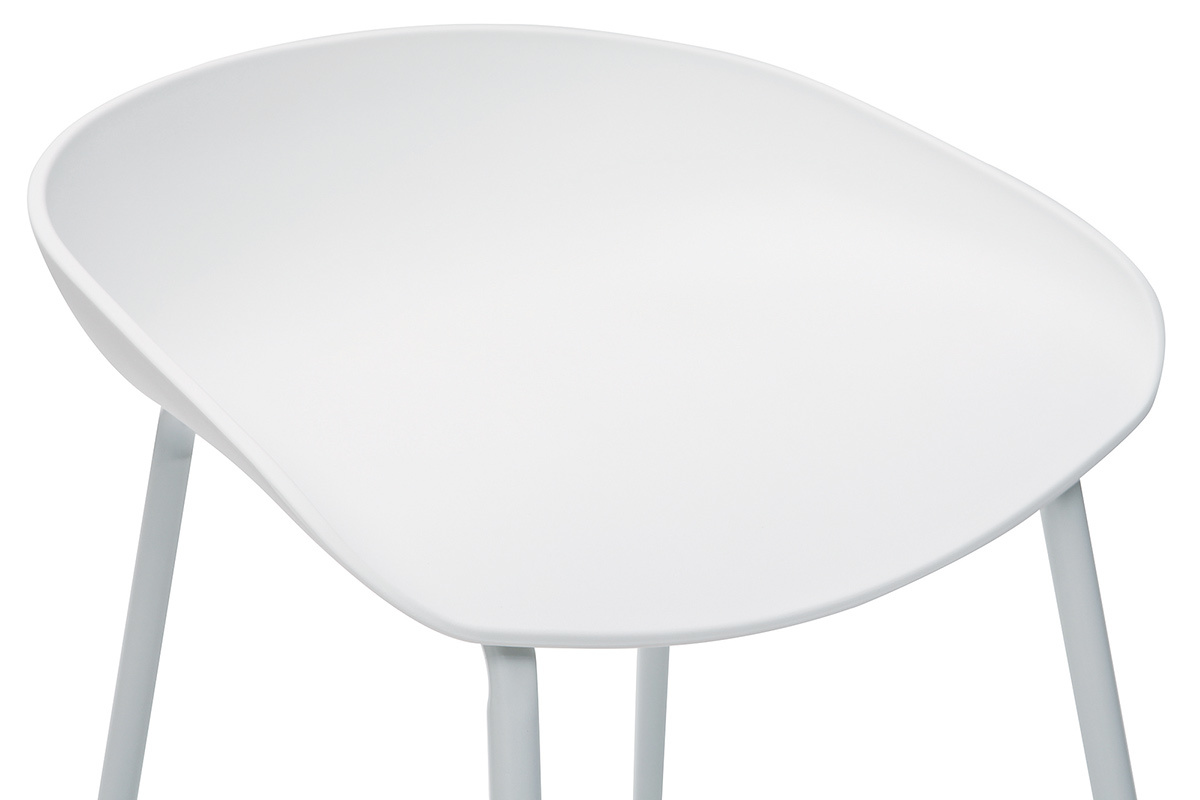 Taburetes de bar modernos blancos con patas en metal (lote de 2) PEBBLE